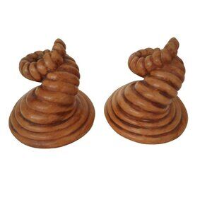 Vintage Mid Century 1970s Cornucopia MCM brown candlesticks